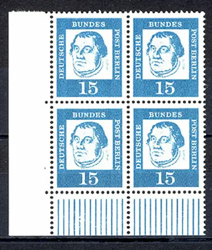 203 Bed. Deutsche 15 Pf Eck-Vbl. ul ** postfrisch