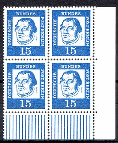 203 Bed. Deutsche 15 Pf Eck-Vbl. ur ** postfrisch