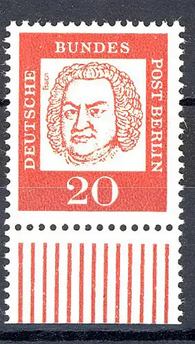 204 Bed. Deutsche 20 Pf Unterrand ** postfrisch