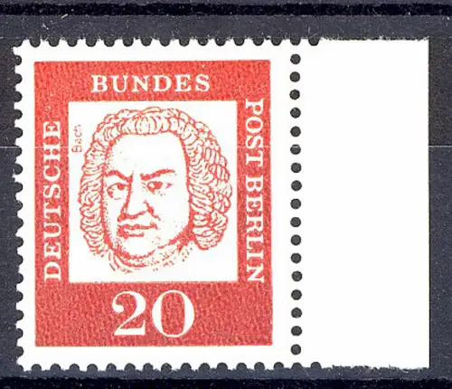 204 Bed. Deutsche 20 Pf Seitenrand re. ** postfrisch