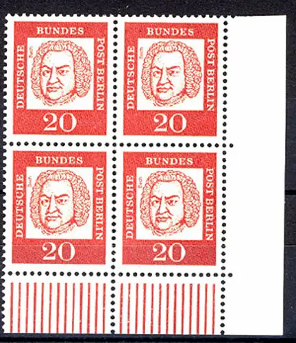 204 Bed. Deutsche 20 Pf Eck-Vbl. ur ** postfrisch