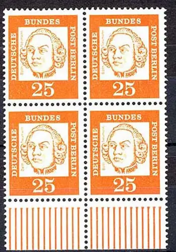 205 Bed. Deutsche 25 Pf UR-Viererbl. ** postfrisch