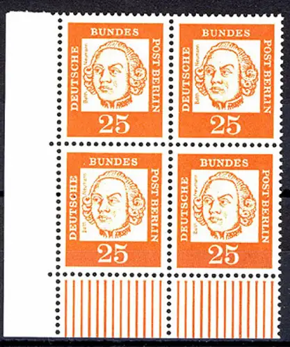 205 Bed. Deutsche 25 Pf Eck-Vbl. ul ** postfrisch