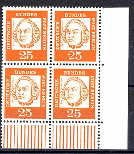 205 Bed. Deutsche 25 Pf Eck-Vbl. ur ** postfrisch