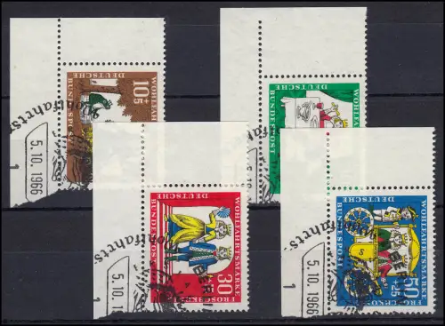 523-526 Wofa 1966 Froschkönig Satz Eckrand unten links, ESSt BERLIN 5.10.65