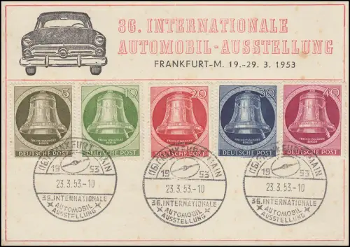 82-86 Glocke/Klöppel rechts 1951 auf Karte Automobil-Messe SSt Frankfurt 23.3.52