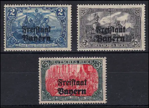 Bayern 149-151 A Aufdruck-Markwerte in der besseren A-Zähnung **, 3 M gpr