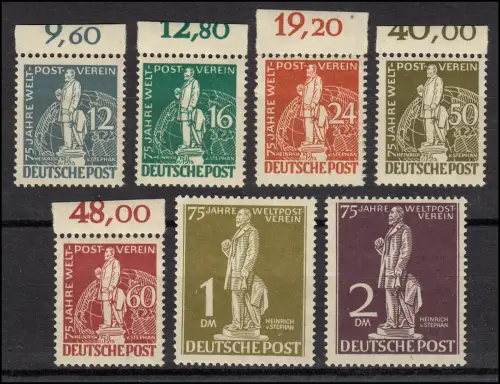35-41 Stephan / UPU 1949, 7 Werte komplett, sauber postfrischer Satz **