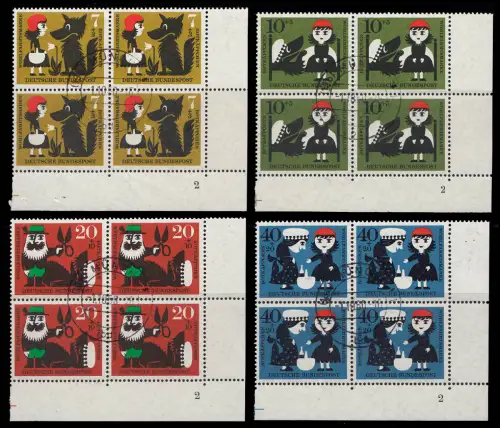 340-343 Rotkäppchen Satz kpl. Eck-Vbl. u.r. FN2, ungefaltet ET München 1.10.60