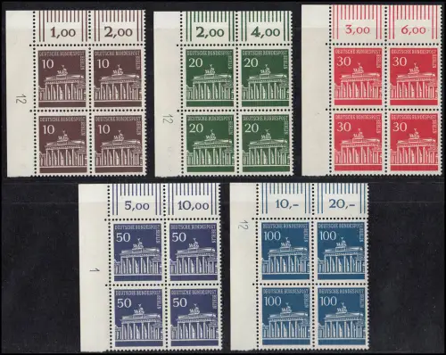 286-290 DZ Brandenburger Tor, Eck-Vbl. oben links, Satz mit Druckerzeichen **