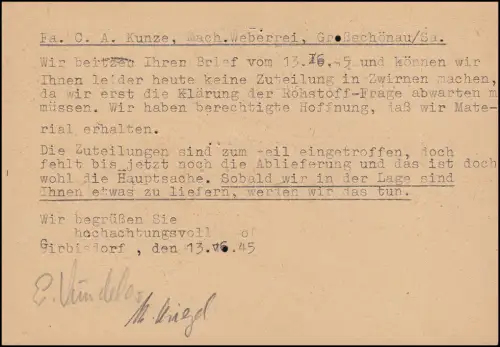 Görlitz Ganzsache P899 Behelfsausgabe 6 Pf. Bedarf Görlitz 6.8.45