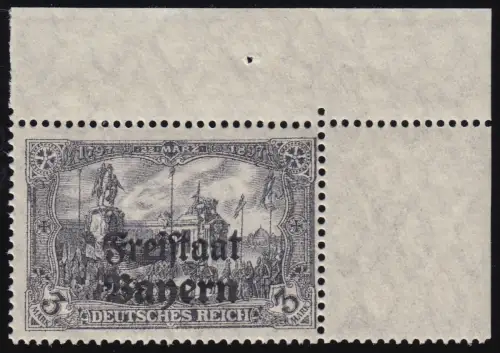 Bayern 150 B Aufdruck 3 Mark Ecke oben rechts, postfrisch **