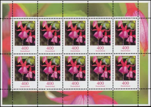 3190 Blumen 400 Cent Fuchsie - Zehnerbogen ** postfrisch