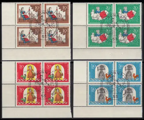538-541 Wofa 1967 Frau Holle Satz Eck-Vbl unten links, ESST BONN 3.10.67