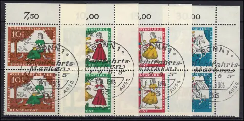 485-488 Wofa 1965 Aschenputtel Satz Eckrand-Paare oben rechts, ESSt BONN 6.10.65