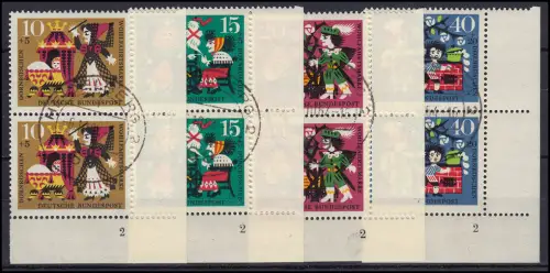 447-450 Wofa 1964 Dornröschen Satz Eckrand-Paare mit FN, ET-O Heidelberg 6.10.64