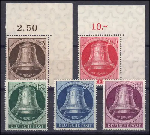 75-79 Glocke/Klöppel links Satz postfrisch, Befund Schlegel BPP einwandfrei