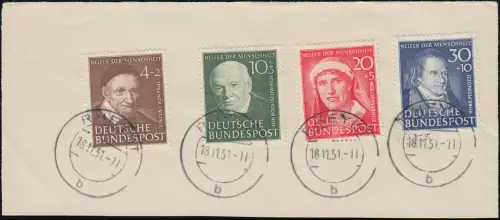 143-146 Wofa 1951 - Satz Briefstück, Erhaltung laut Abbildung, RHEYDT 18.11.51