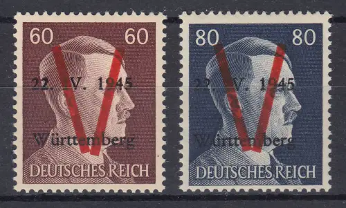 Saulgau A und B Vorlage-Überdrucke auf 60+80 Pf., ** / *