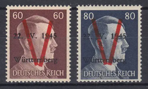 Saulgau A und B Vorlage-Überdrucke auf 60+80 Pf., ** / *