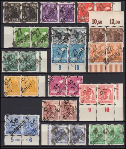 SBZ 166-181 Bezirkshandstempel waagerechte Paare, 16 Werte **, alle gpr. BPP