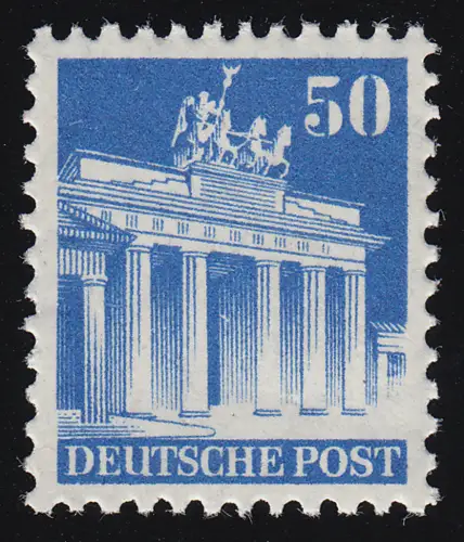 Bizone 91 WF Bauten 50 Pf., blau, weit gezähnt **