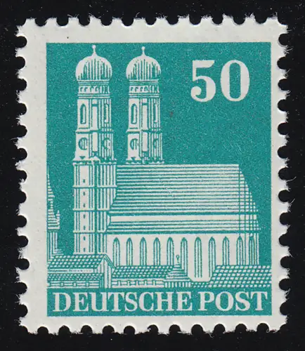 Bizone 92 WF Bauten 50 Pf., blaugrün, weit gezähnt **