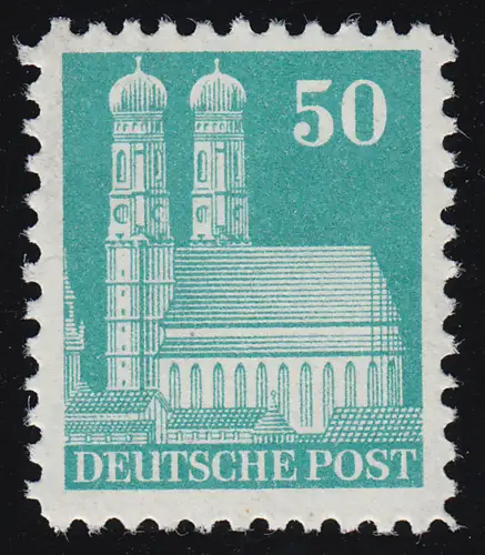 Bizone 92 XB Bauten 50 Pf., blaugrün, weit gezähnt **