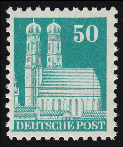 Bizone 92 XF Bauten 50 Pf., blaugrün, weit gezähnt **