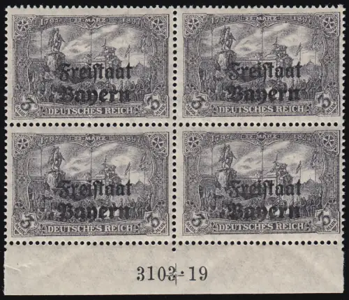 Bayern 150 B HAN Aufdruck 3 Mark im Unterrand-Vbl. mit HAN, ** ungefaltet