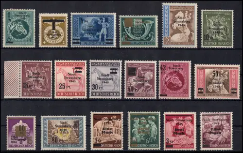 Strausberg aus 7-30 Sondermarken mit Aufdruck, Lot mit 18 Marken alle *
