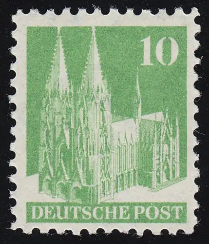 Bizone 80I WB Bauten 10 Pf., weit gezähnt, postfrisch **