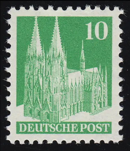 Bizone 80V WB Bauten 10 Pf., grün, weit gezähnt **