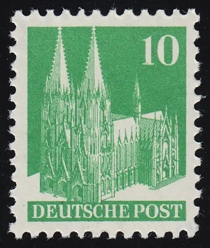 Bizone 80V XF Bauten 10 Pf., grün, weit **