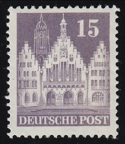 Bizone 82a WA Bauten 15 Pf., grauviolett, eng **