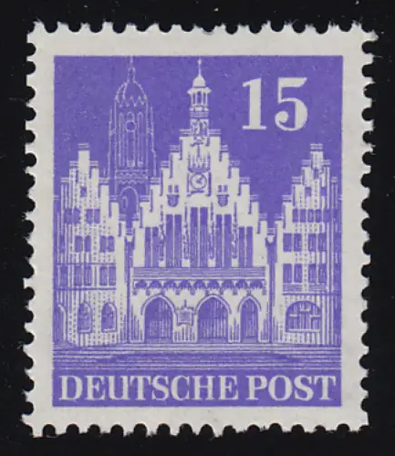 Bizone 82b WA Bauten 15 Pf., blauviolett, eng **