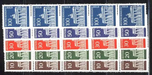 286-290 Brandenburger Tor, 5er-Streifen mit Nummer, Satz postfrisch **