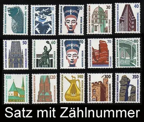 793ff SWK 15 Werte komplett alle mit rückseitiger Zählnummer, Satz postfrisch **