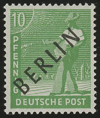 4a Schwarzaufdruck 10 Pf GELBGRÜN postfrisch ** geprüft