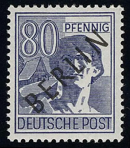 15 Schwarzaufdruck 80 Pf, postfrisch **