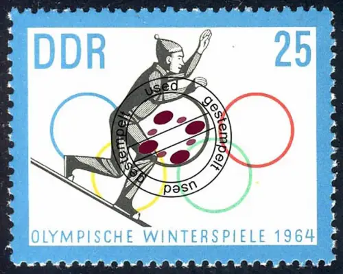 1003 Olymp. Winterspiele Aufsprung 25 Pf, gestempelt O