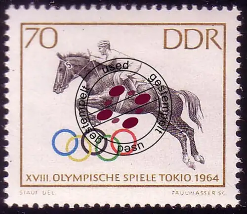 1038 Olymp. Sommerspiele Springreiten 70 Pf, gestempelt O