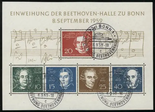 Block 2 Beethovenhalle 1959, ESSt Bonn, 3x Buchstabe c