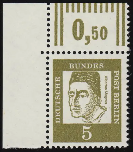 199 Bed. Deutsche 5 Pf Ecke ol ** postfrisch