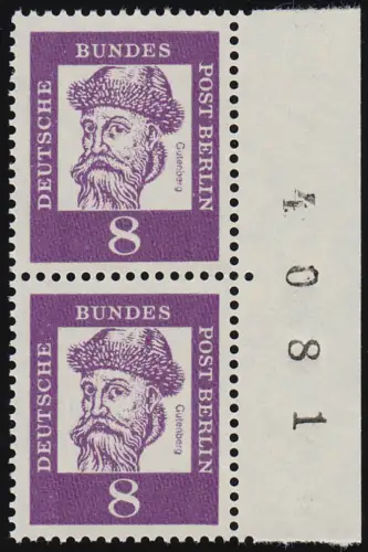 201 Bed. Deutsche 8 Pf Randziffern ** postfrisch