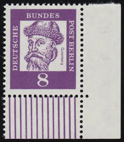 201 Bed. Deutsche 8 Pf Ecke ur ** postfrisch