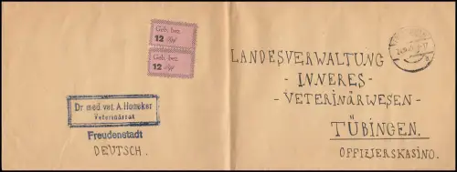 Freudenstadt Nr. 6 - Gebührenzettel 12 Rpf. MeF Freudenstadt 24.10.45