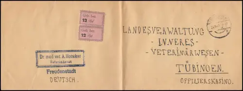 Freudenstadt Nr. 6 - Gebührenzettel 12 Rpf. MeF Freudenstadt 24.10.45