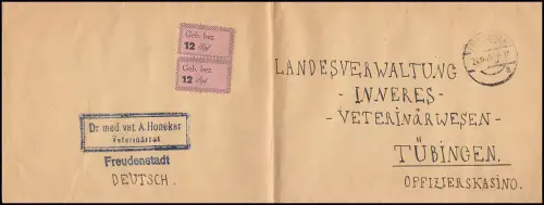 Freudenstadt Nr. 6 - Gebührenzettel 12 Rpf. MeF Freudenstadt 24.10.45