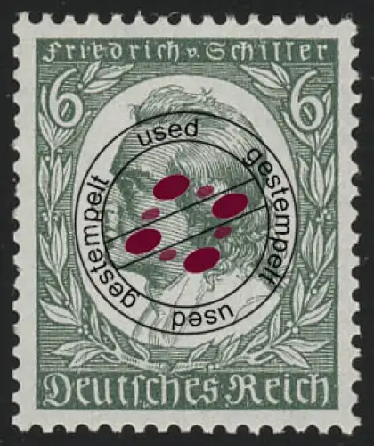 554 Schiller 6 Pf, gestempelt O